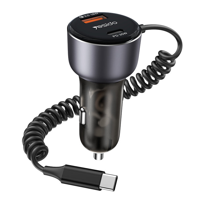 60W Fast Charging Car Charger(Built-in TC Cable) Y56