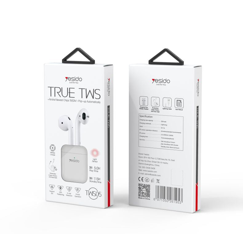 Airpods  (1.:1 size as original) Window connected with wireless charging  Pop-up automatically with Sesor TWS05