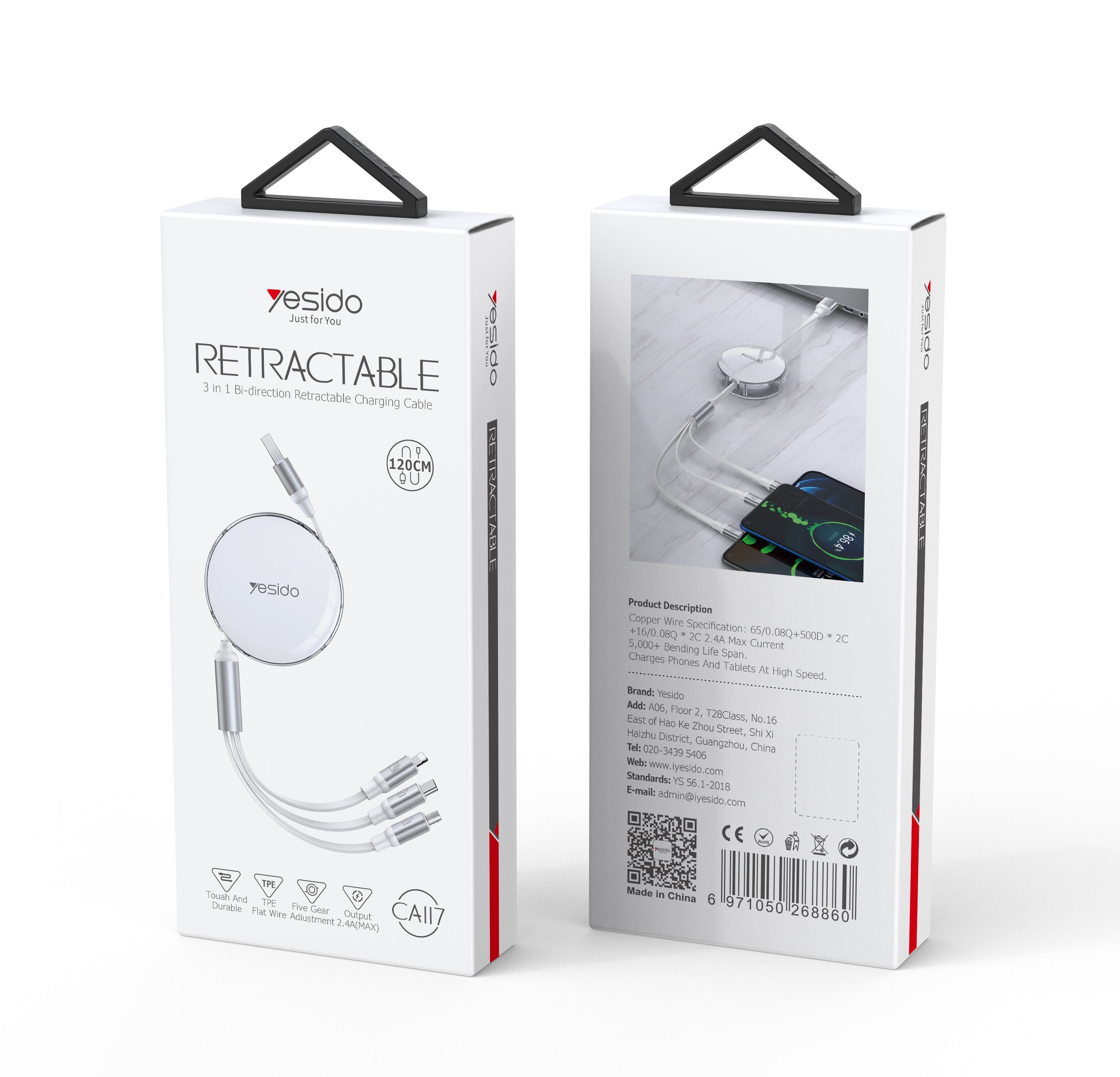 3 in 1 Retractable charging cable CA117