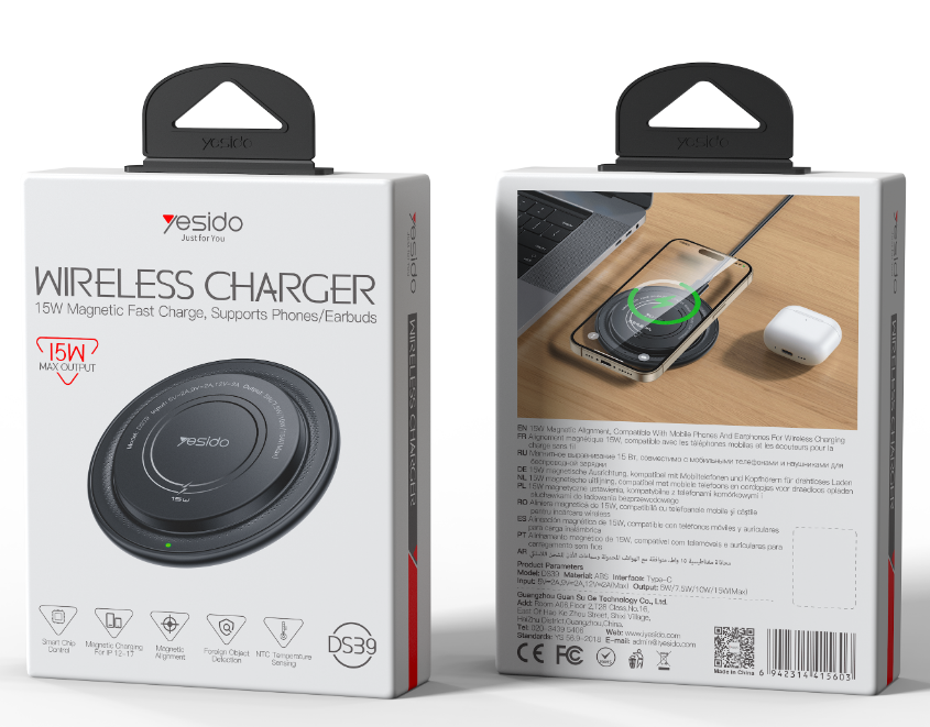 Desktop magnetic 15W wireless charger DS39