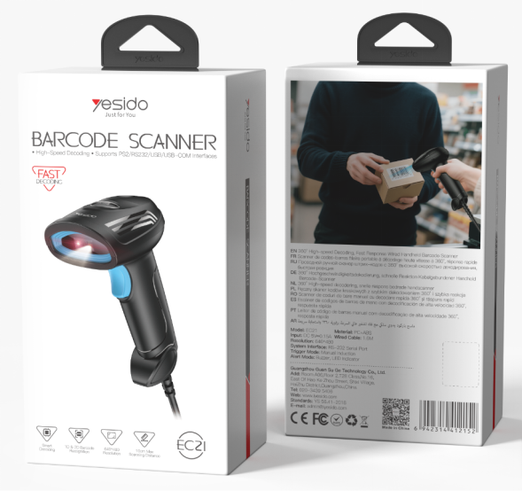 Barcode scanner YESIDO EC21 BLACK