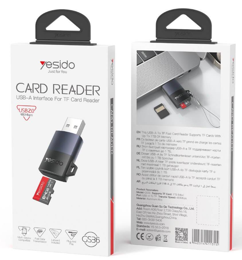 OTG USB-A TO TF Card Reader GS36