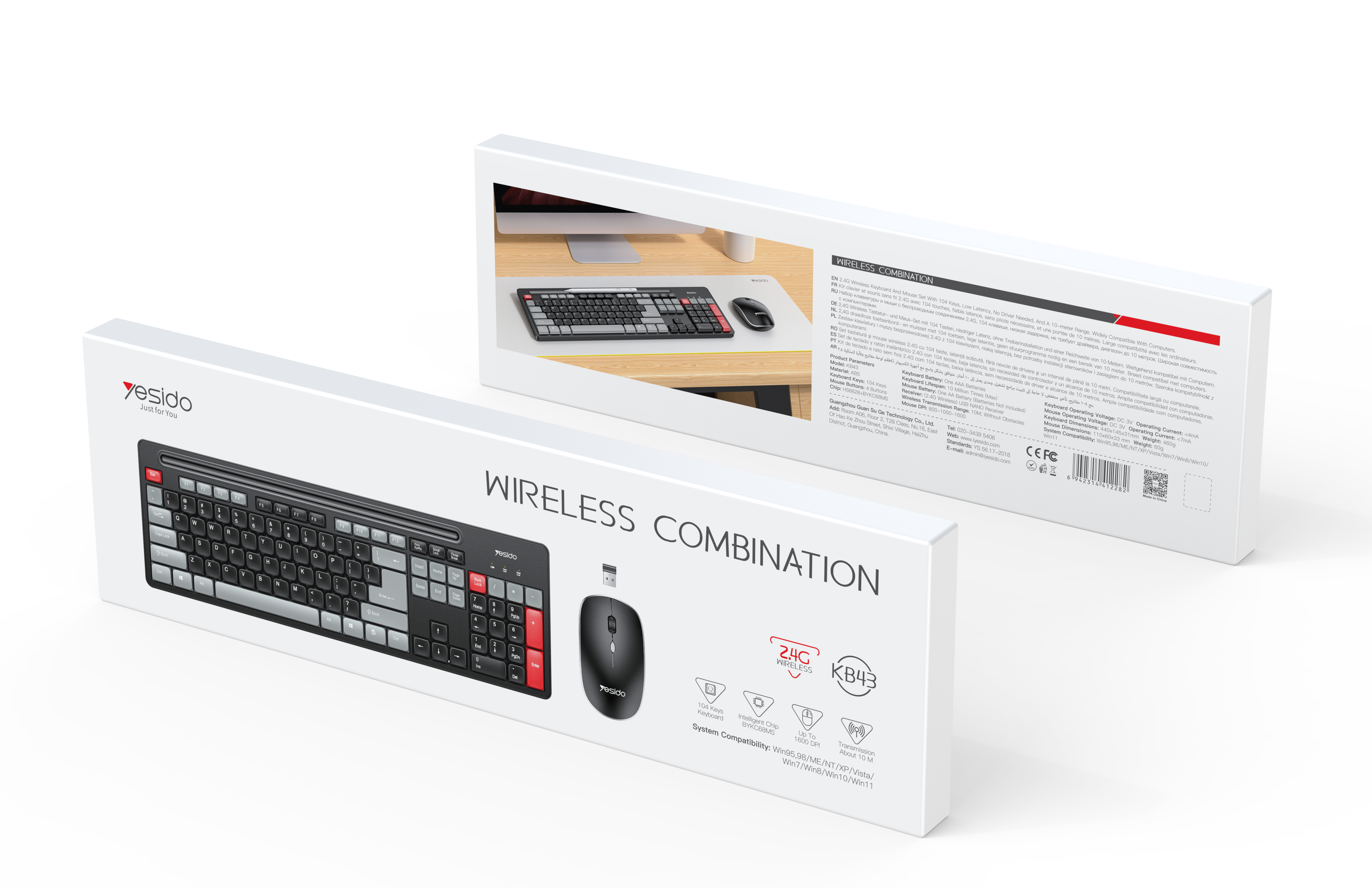 Keyboard Yesido KB43 En Black