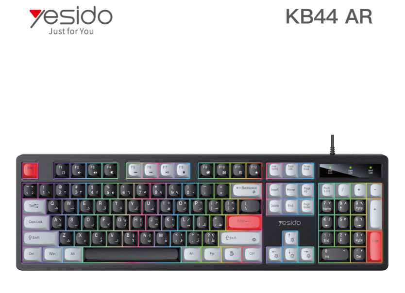 Keyboard YESIDO KB44 EN BLACK