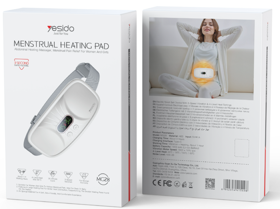 MENSTRUAL HEATING PAD  YESIDO MG28 WHITE