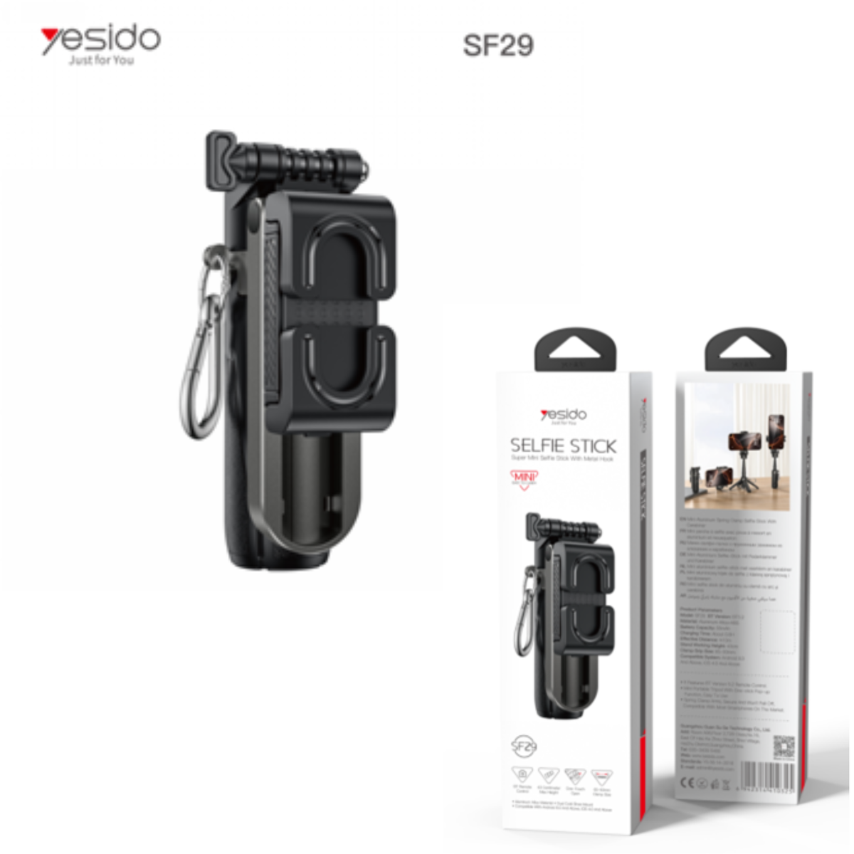 SELFIE STICK YESIDO SF29 BLACK
