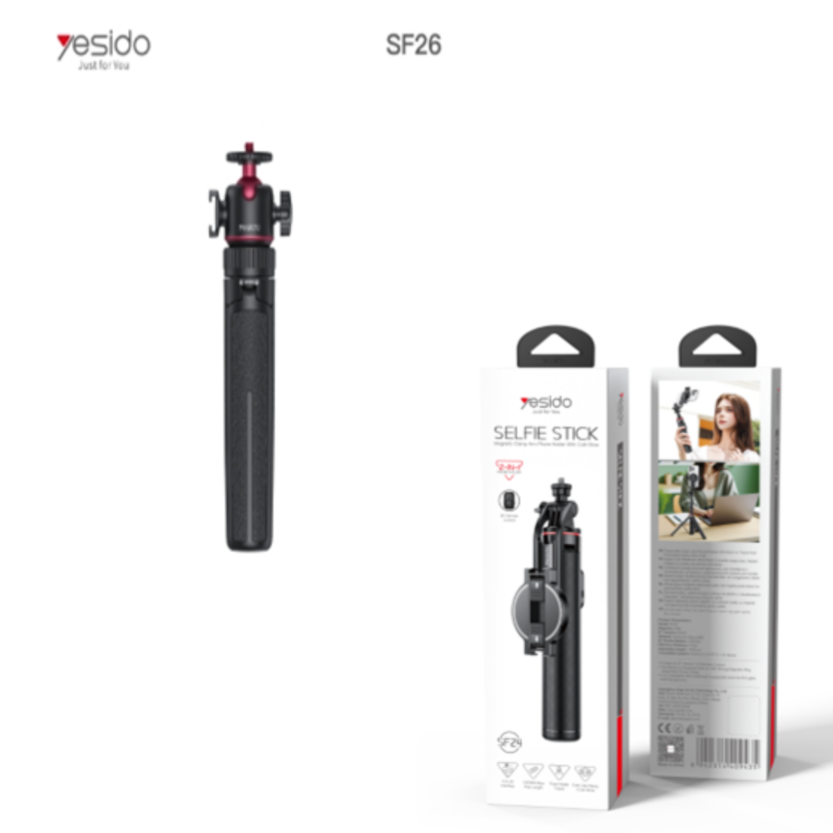 SELFIE STICK YESIDO SF26 BLACK