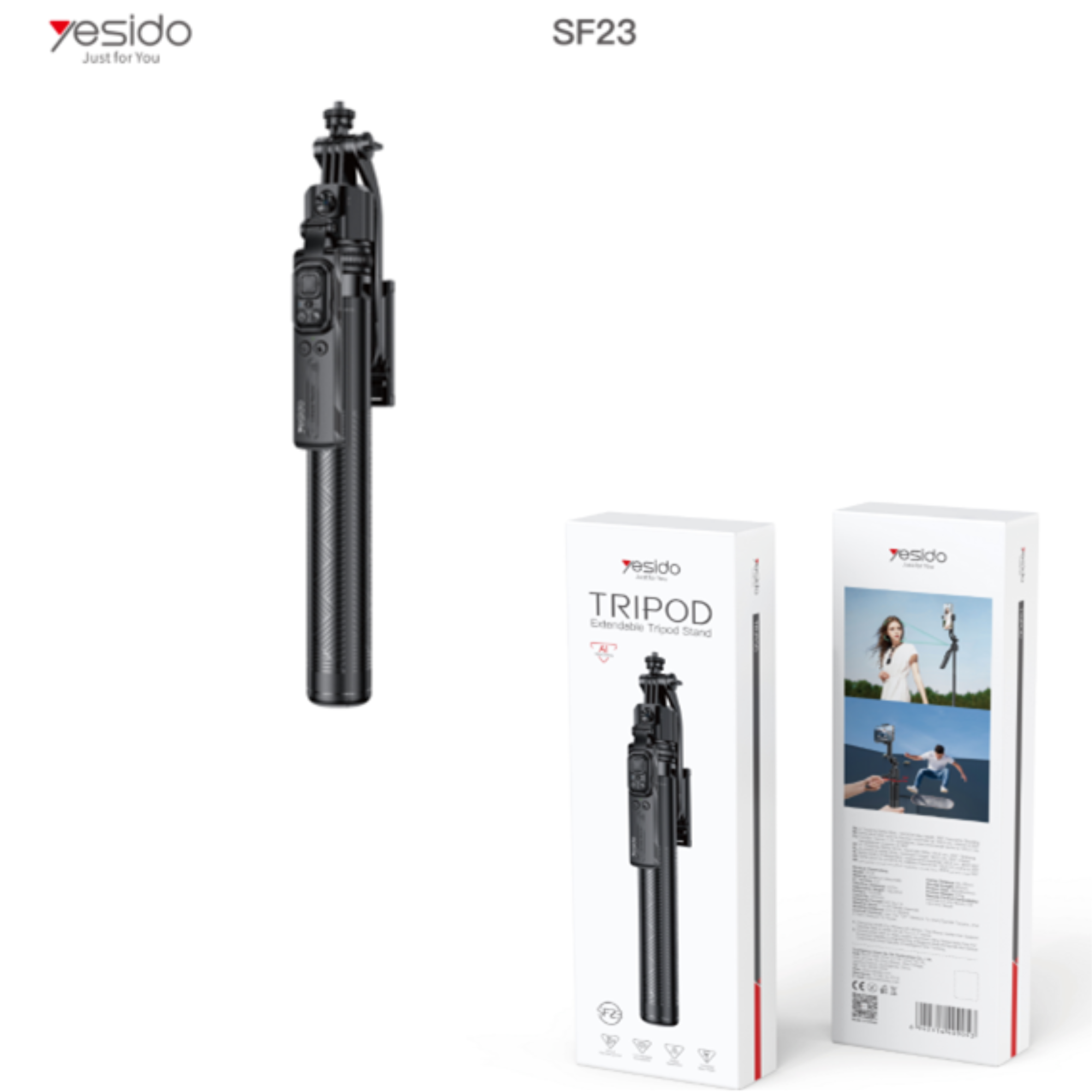 SELFIE STICK YESIDO SF23 BLACK