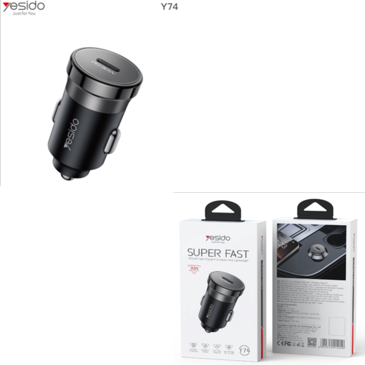 30W single C 30W fast charging car charger Y74