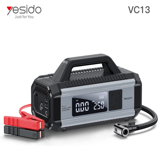 5in1 Jump Starter YESIDO VC13 BLACK
