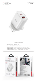 20W Fast Charging Home Charger(USB-A+TC) YC02K