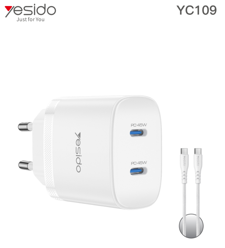 C+C 45W  Home charger EU (C TO C cable) YC109
