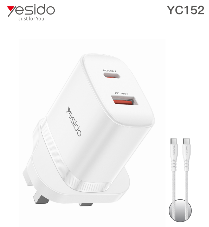 A+C 20W  Home charger UK (C TO C cable) YC152
