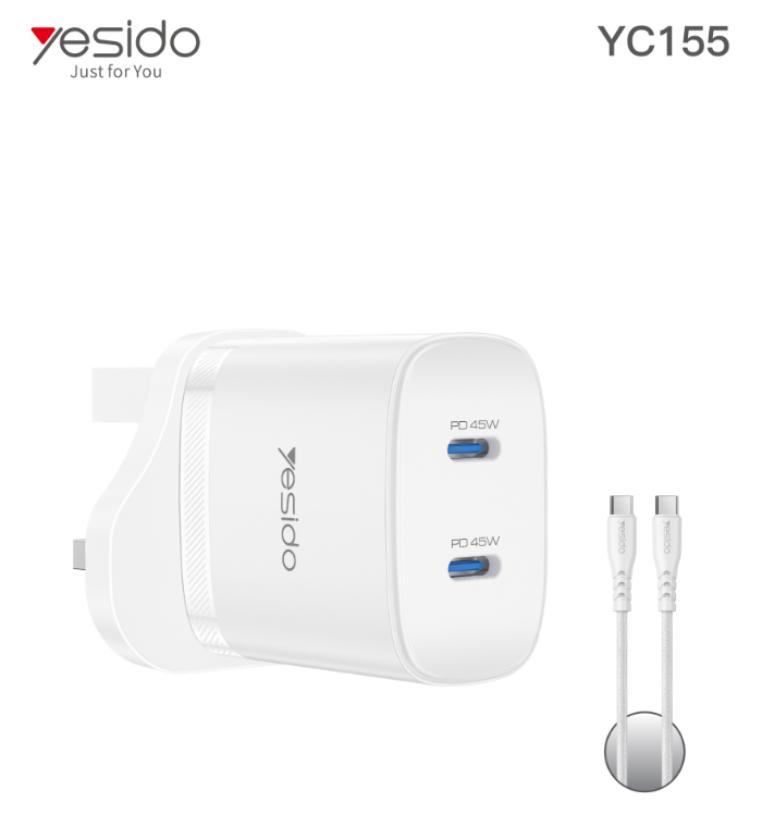 C+C 45W  Home charger UK (C TO C cable) YC155