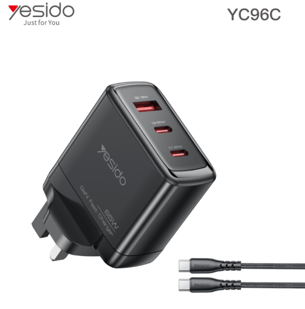 65W GaN Charger with C-C cable  UK YC98C
