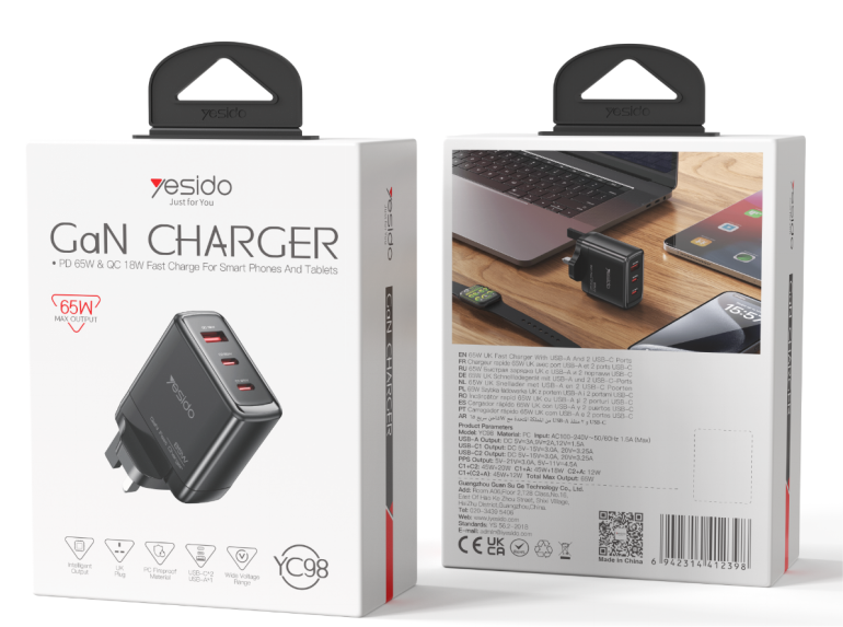 65W GaN Charger UK YC98