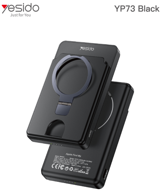 Power bank YESIDO YP73 BLACK
