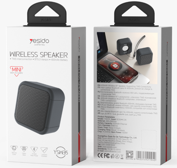 SPEAKER YESIDO YSW35 BLACK