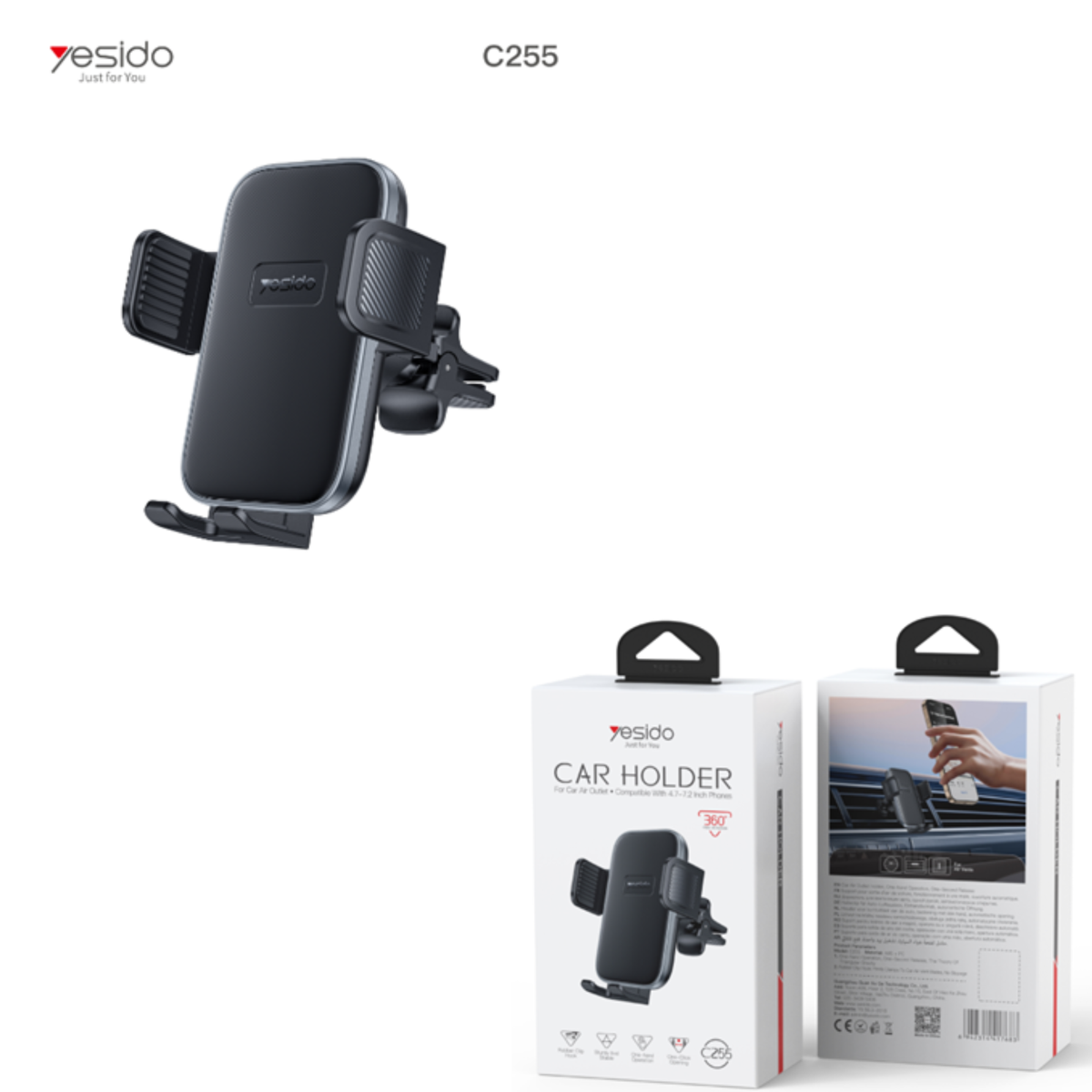HOLDER YESIDO C255 BLACK